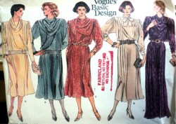 1423 70S Flare Tuck Dress Longer Lengths Cowl/ Collar  PATTERN 10,12, 18 choice